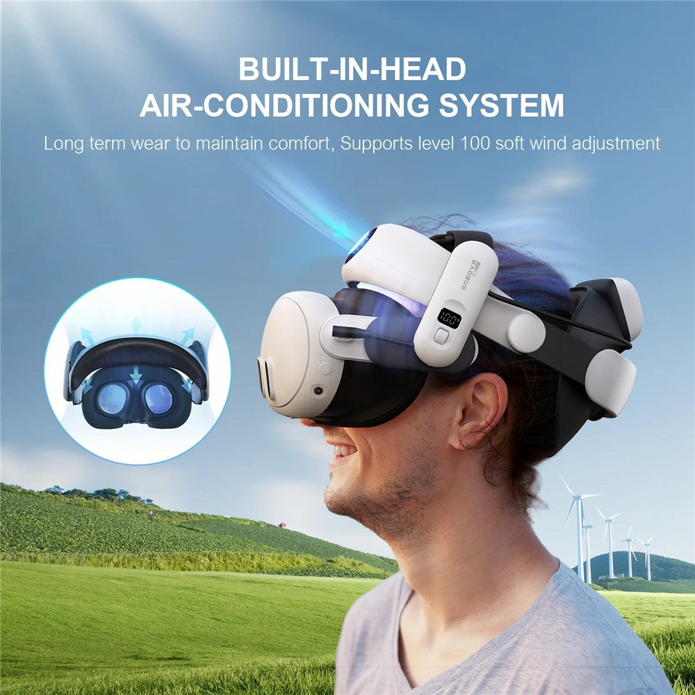 BOBOVR S3 Pro For Meta Quest 3S / 3 VR Headset Battery Strap Head Air Cooling System with 10000mAh Battery Pack