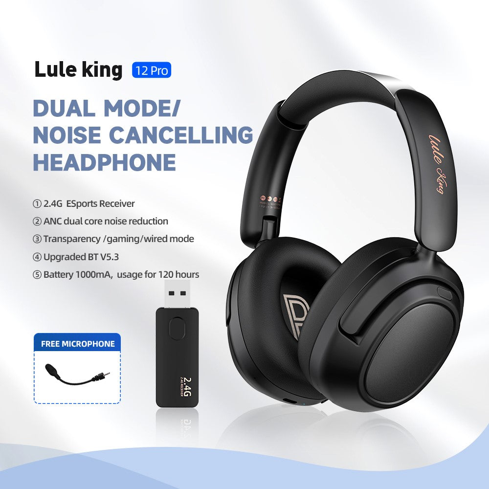 2.4G Trådløs Hovedtelefon ANC Headset Bluetooth-kompatibel Musik Gaming Hovedtelefon