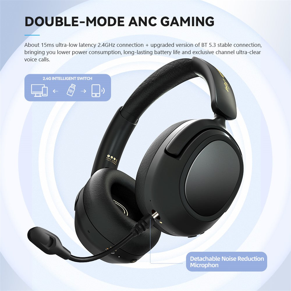 2.4G Trådløs Hovedtelefon ANC Headset Bluetooth-kompatibel Musik Gaming Hovedtelefon