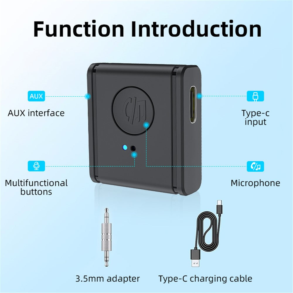 B1 3.5mm Car Audio Adapter HiFi Sound Hand-Free Call Bluetooth-compatible 5.3 AUX Receiver