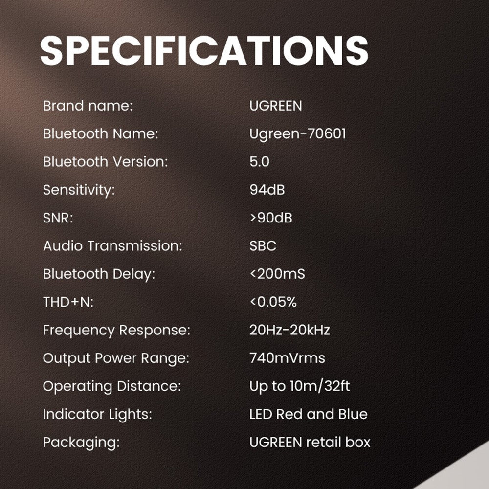 UGREEN Car Bluetooth-compatible 5.0 Adapter USB to 3.5mm Aux Audio Music Wireless Receiver Hands-free Adapter