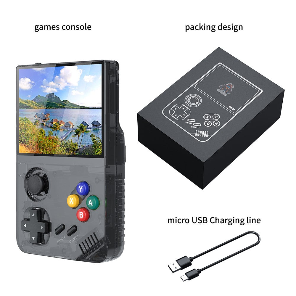 AMPOWN M19 3.5-inch IPS Screen Retro Handheld Game Console 3D Rocker Arcade Gamepad (English Version), with 64G TF Card
