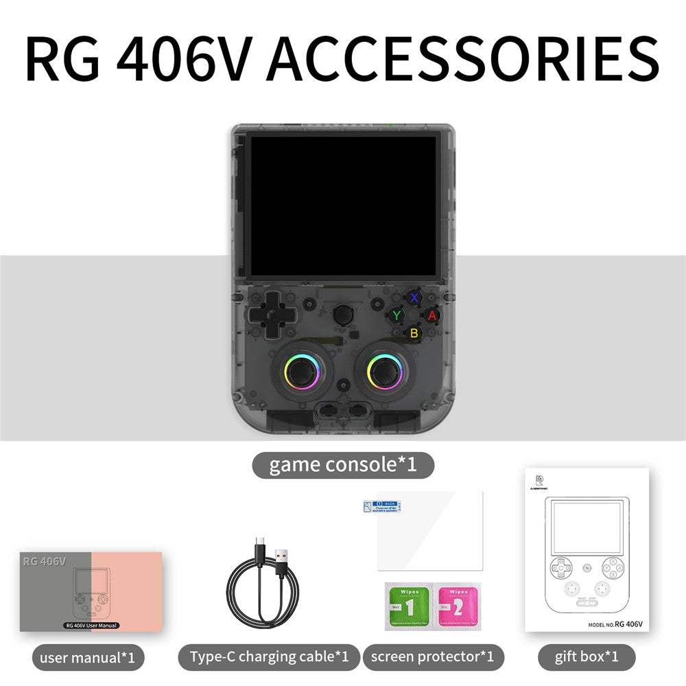 ANBERNIC RG406V Håndholdt Spillekonsol 4 tommer 960*720P IPS Touchskærm 128G Android 13 Spillekonsol med 128G Kort