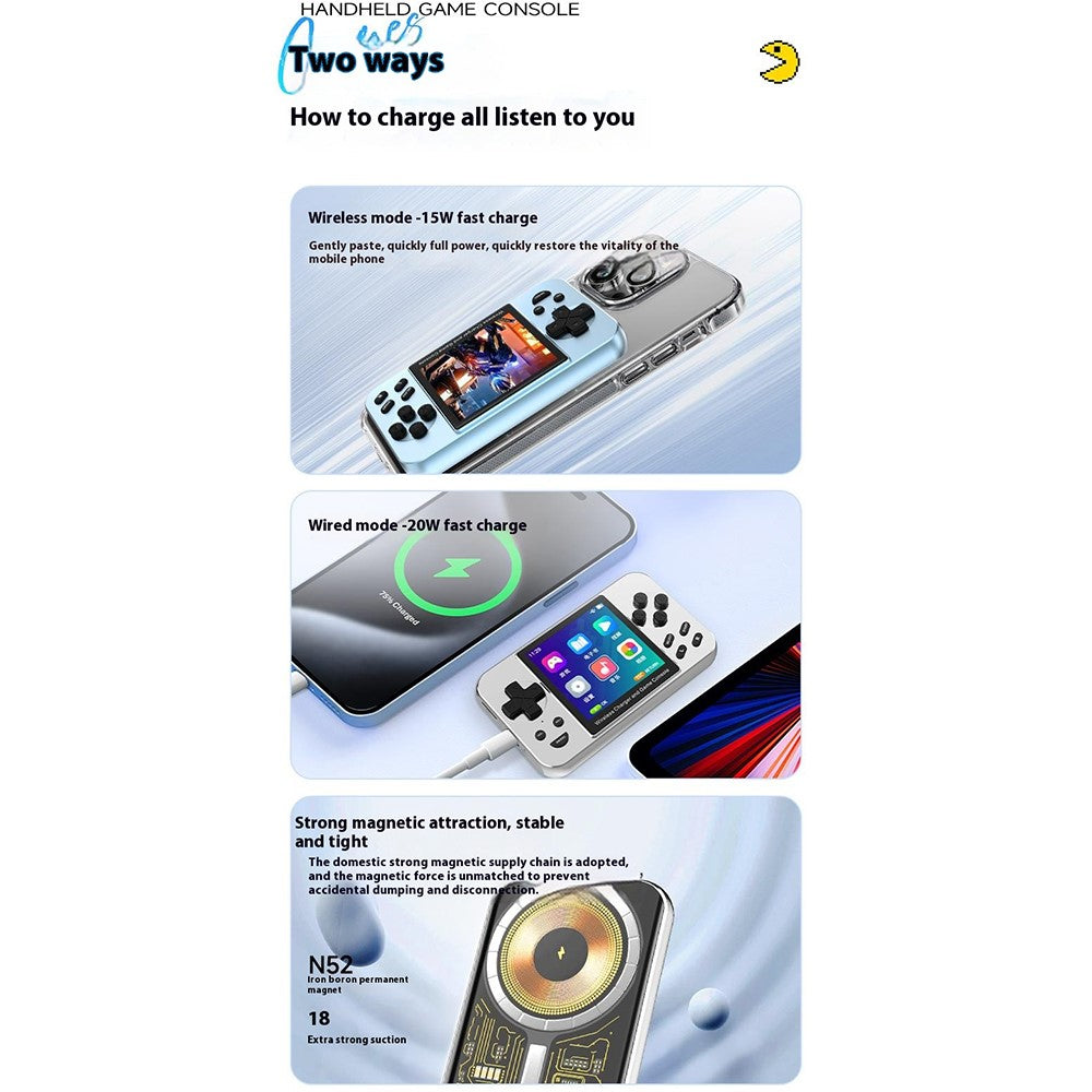L9 Portable Handheld Video Game Console Phone Magnetic Wireless Charger Power Bank