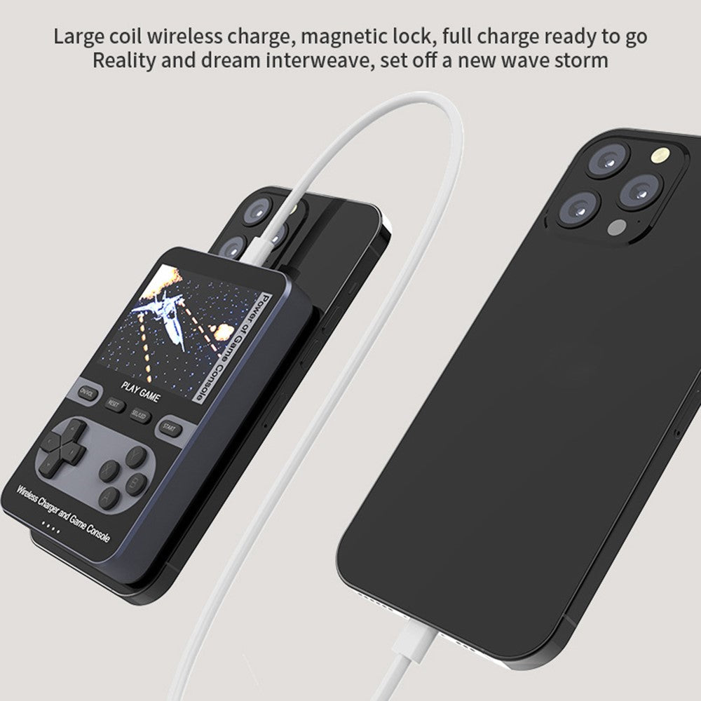 001 15W Magnetisk Trådløs Hurtigopladende Powerbank Håndholdt Spillekonsol med Indbygget 500 Spil