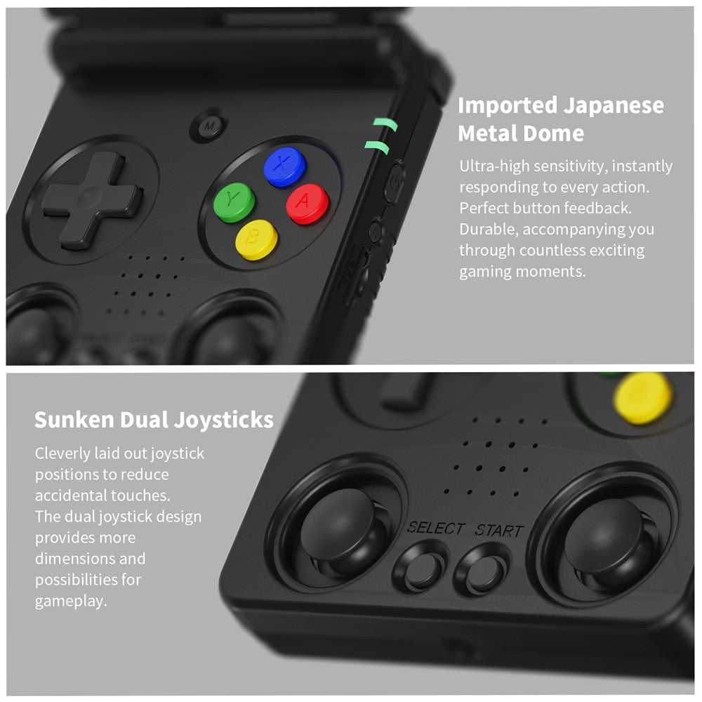 AMPOWN RG34XXSP 3.4 Inch IPS Screen Retro Handheld Game Console 64GB Foldable Wireless Gamepad, without TF Card