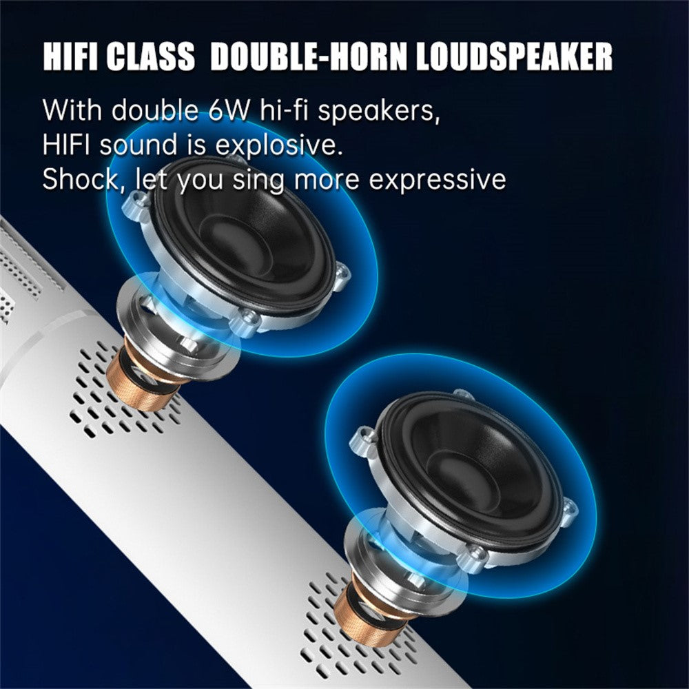 K20 2 in 1 Karaoke Microphone Wireless Bluetooth-Compatible Speaker with Colorful LED Light