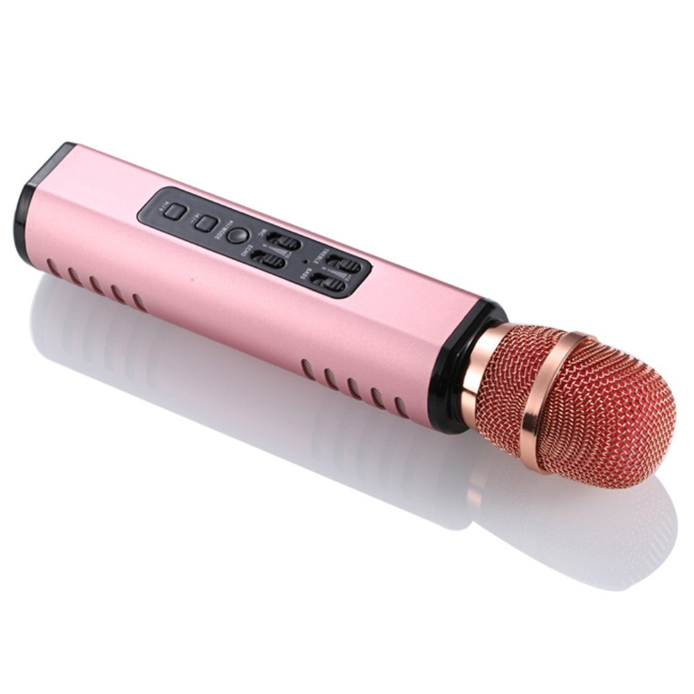 K6 2-i-1 trådløs mikrofon Bluetooth-kompatibel højttaler med LED-lys HiFi-lyd Rumklangseffekt Karaokemaskine
