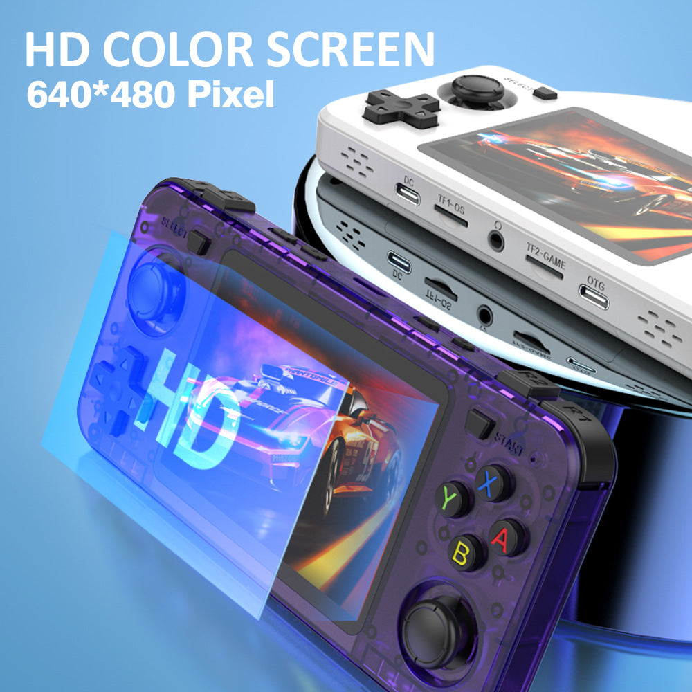 R36H Open Source Handheld Game Console 3.5 Inch IPS Screen Retro Wireless Gamepad, with 64GB Card