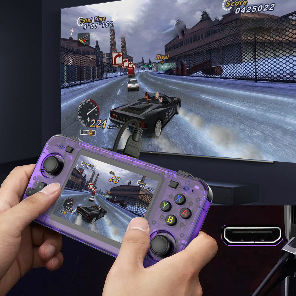 R36H Open Source Handheld Game Console 3.5 Inch IPS Screen Retro Wireless Gamepad, with 64GB Card