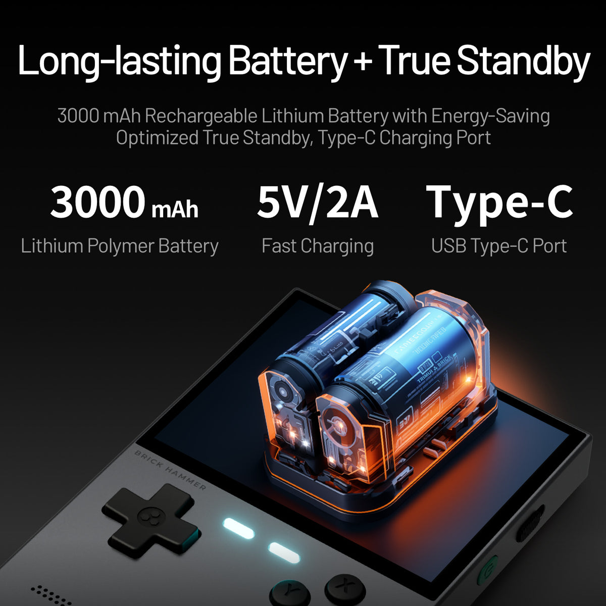 TRIMUI BRICK Hammer Handheld Video Game Console 3.2 Inch IPS Screen Retro Arcade Gamepad, with 64GB Card