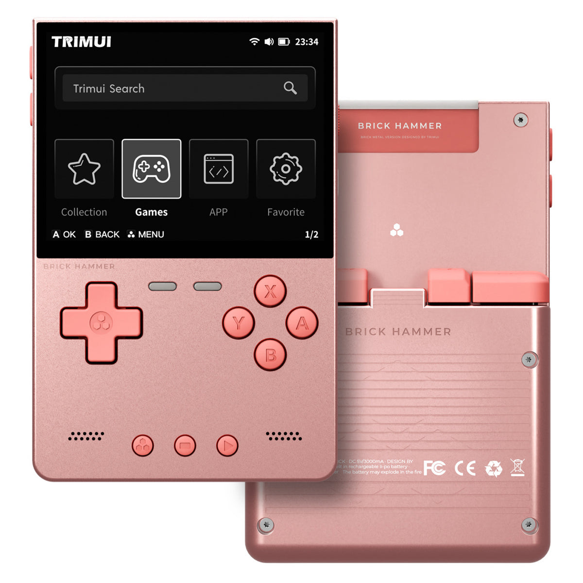 TRIMUI BRICK Hammer Handheld Video Game Console 3.2 Inch IPS Screen Retro Arcade Gamepad, with 64GB Card