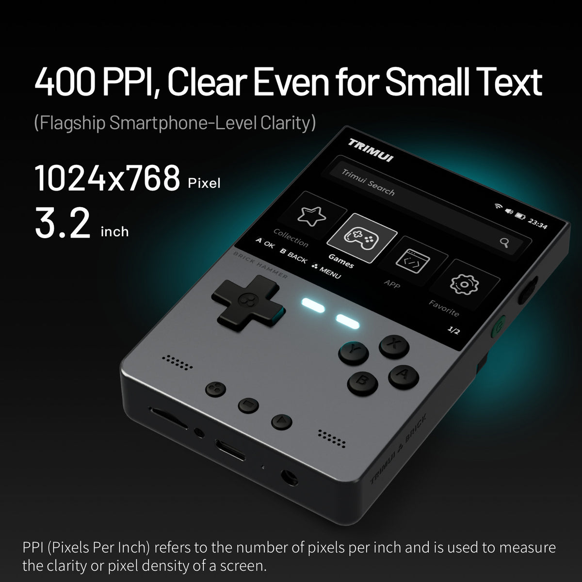 TRIMUI BRICK Hammer Handheld Video Game Console 3.2 Inch IPS Screen Retro Arcade Gamepad, with 256GB Card