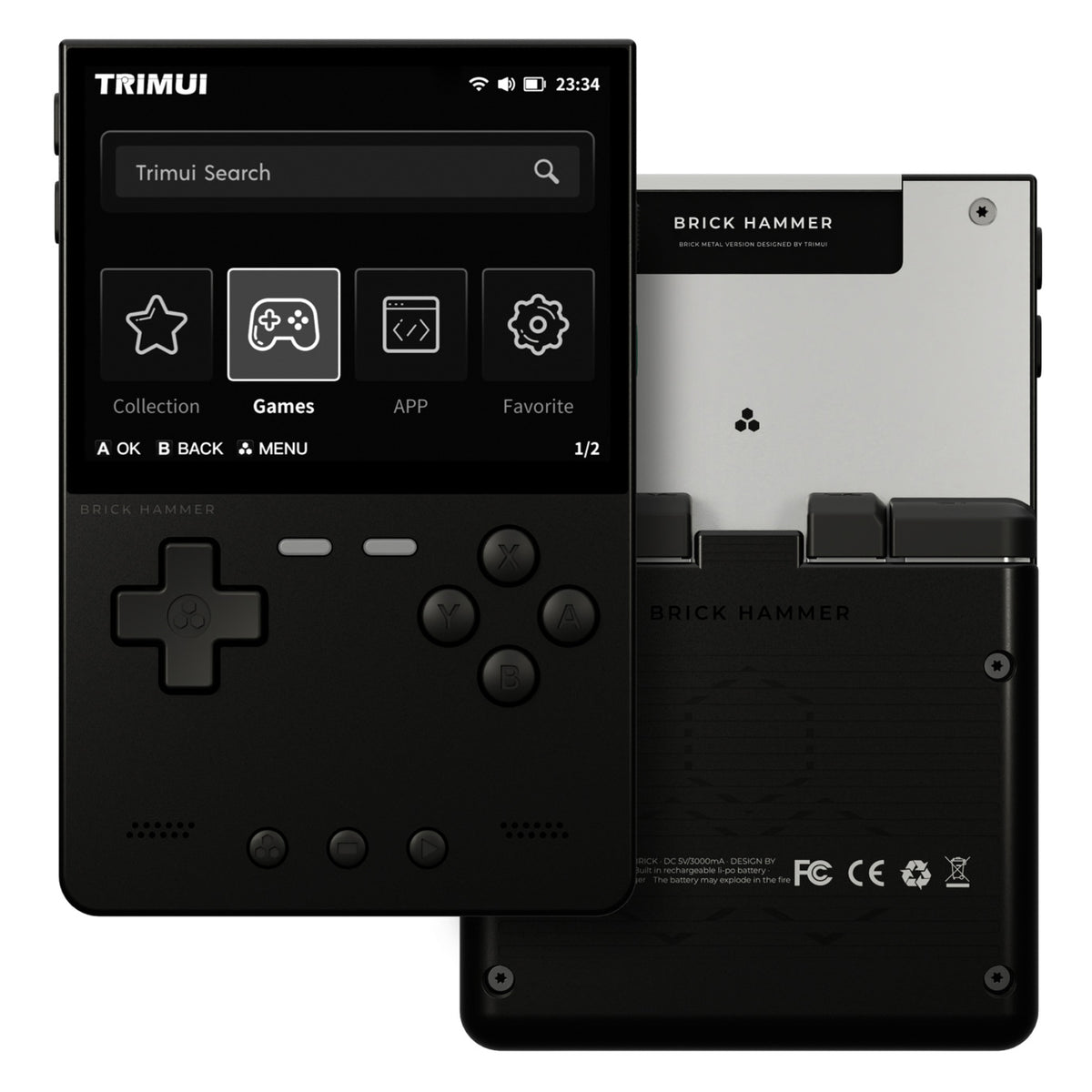TRIMUI BRICK Hammer Handheld Video Game Console 3.2 Inch IPS Screen Retro Arcade Gamepad, with 128GB Card
