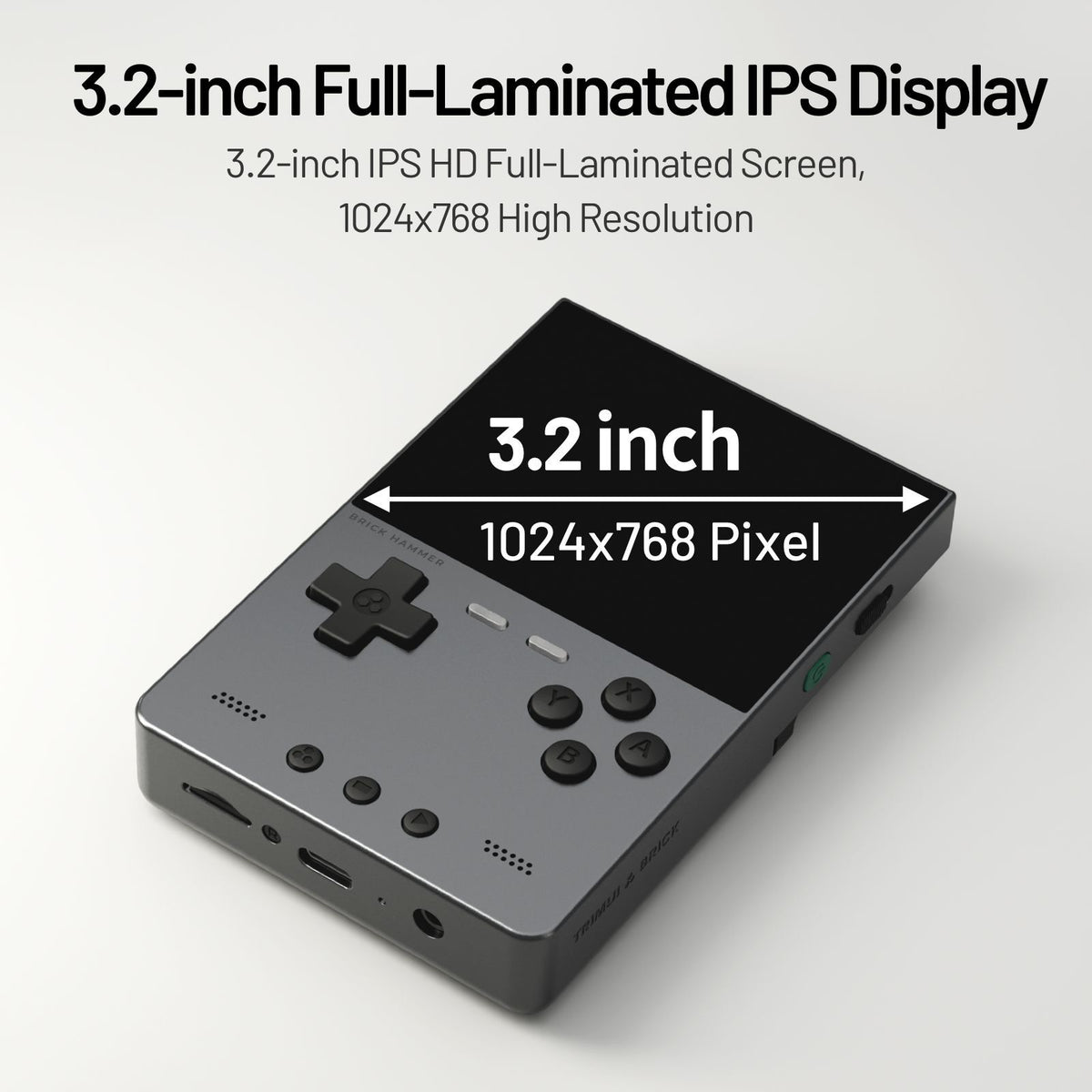 TRIMUI BRICK Hammer Handheld Video Game Console 3.2 Inch IPS Screen Retro Arcade Gamepad, with 128GB Card