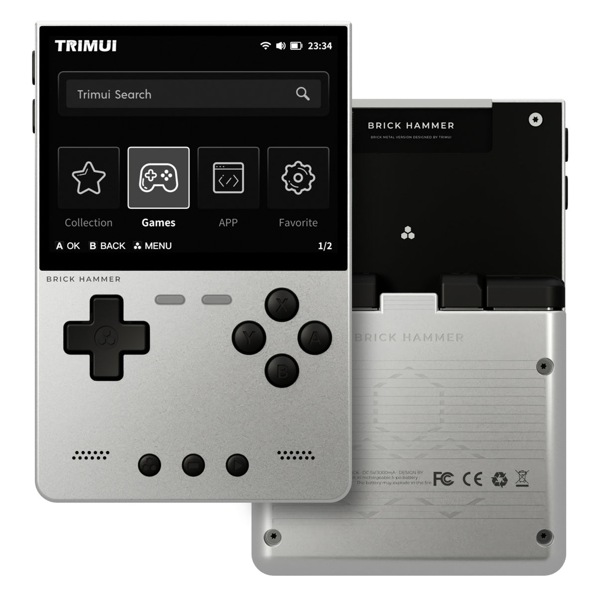 TRIMUI BRICK Hammer Handheld Video Game Console 3.2 Inch IPS Screen Retro Arcade Gamepad, with 128GB Card