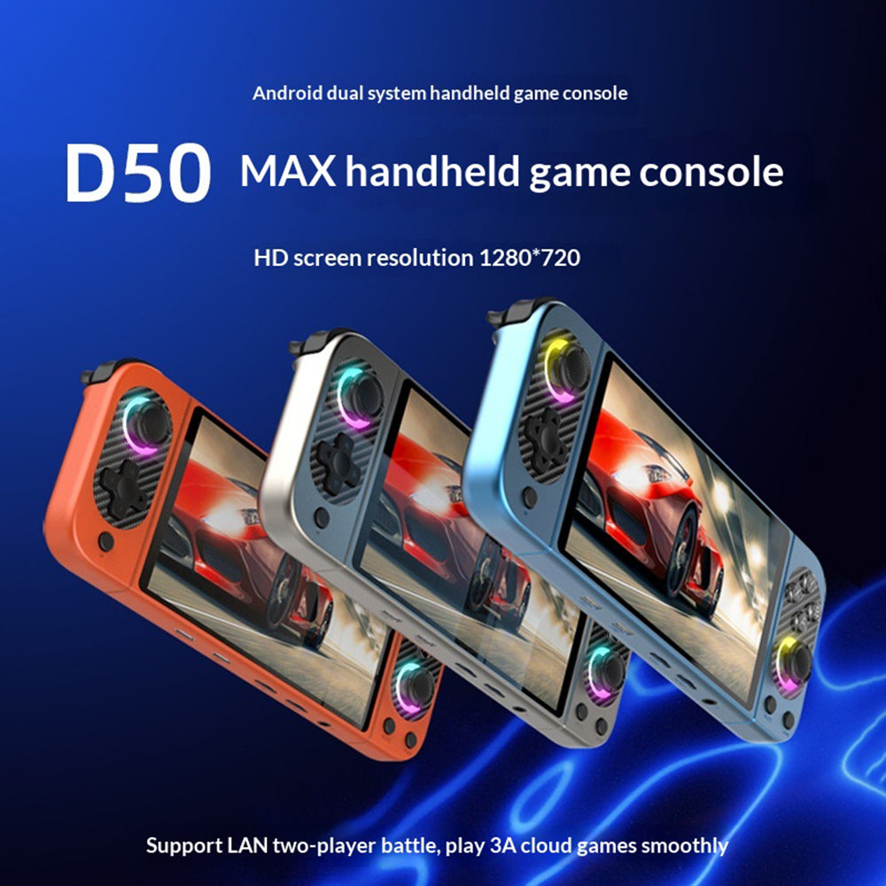 D50MAX Retro Gamepad without TF Card 5 Inch IPS Touch Screen Android Handheld Gaming Console with RGB Light