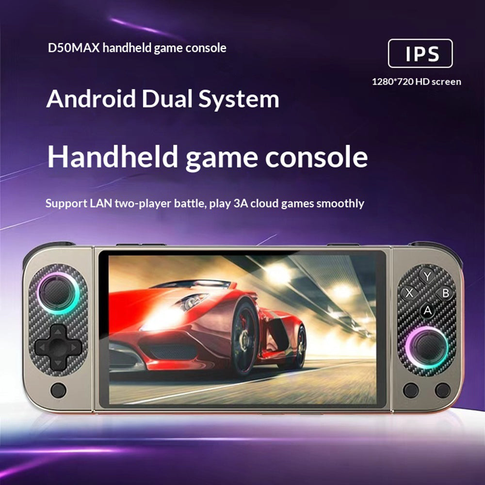 D50MAX Retro Gamepad without TF Card 5 Inch IPS Touch Screen Android Handheld Gaming Console with RGB Light