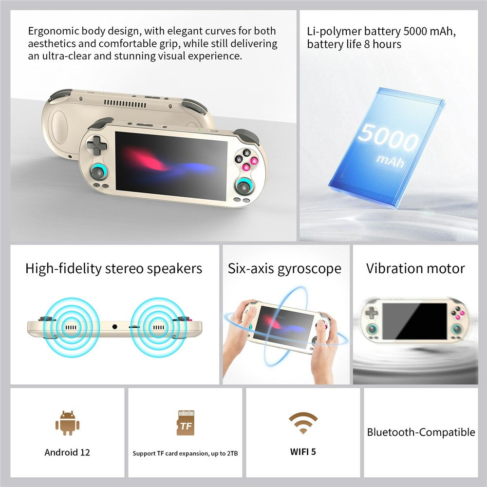 ANBERNIC RG VITA 5,46 tommer IPS håndholdt spillekonsol indbygget 3GB+64GB Streaming Android 12 T618 Octa-Core Konkurrencepræget spillemaskine