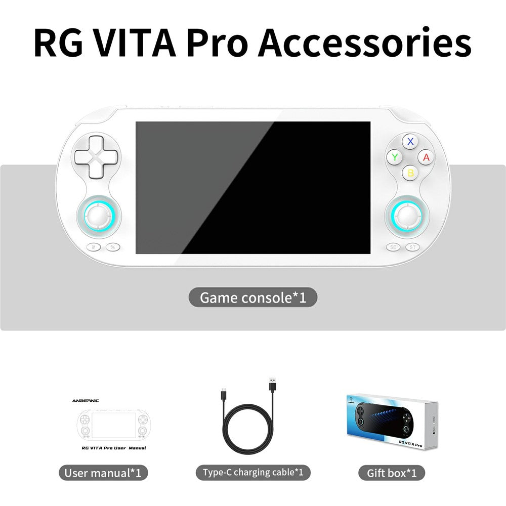 ANBERNIC RG VITA Pro Android 14 Linux Håndholdt Spillekonsol Indbygget 4GB+64GB Streaming Kompetitiv Gaming Maskine med 16GB Systemkort