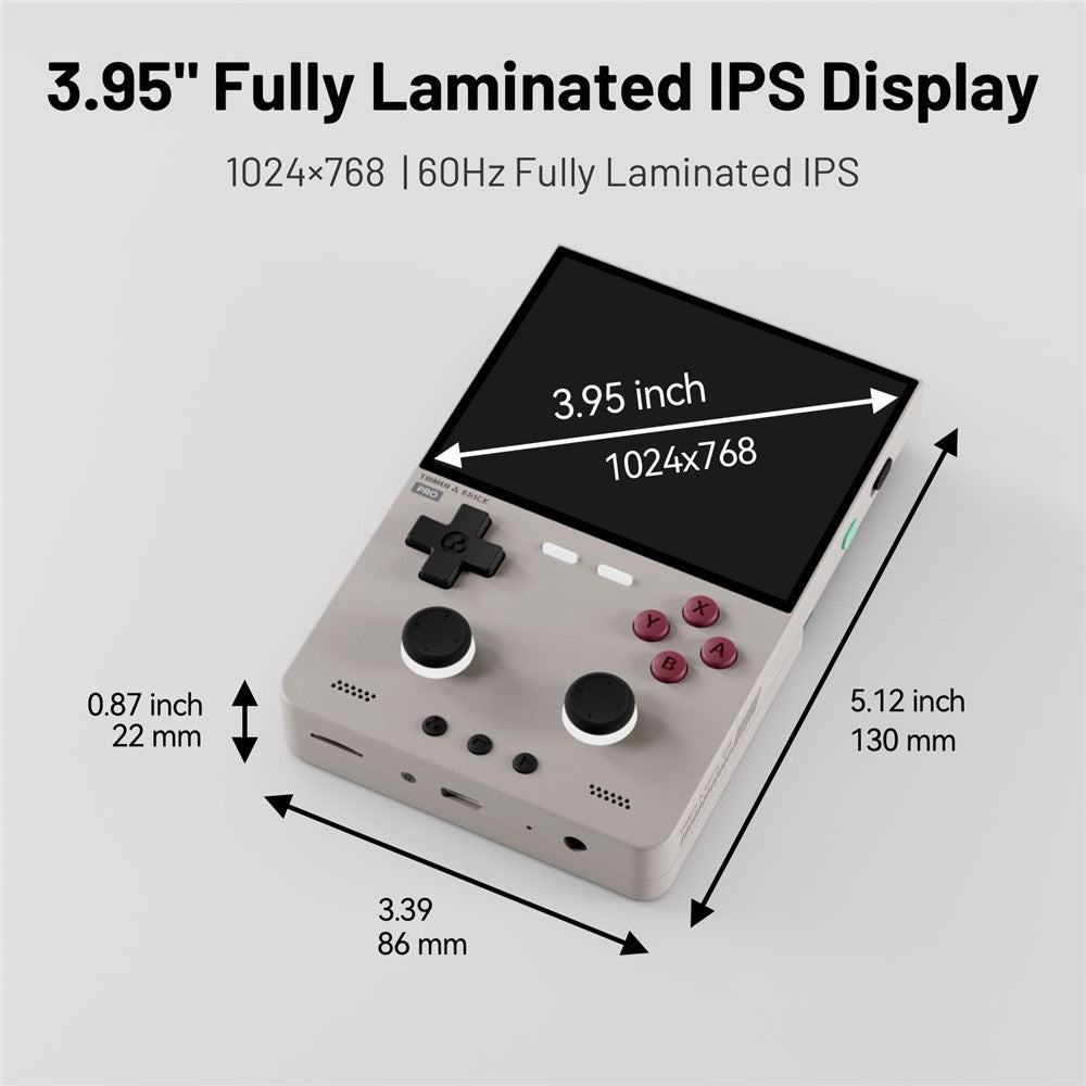 TRIMUI Brick Pro Handheld Game Console with 64GB TF Card Dual Hall Joysticks 3.95 inch IPS Screen Linux Retro Gamepad