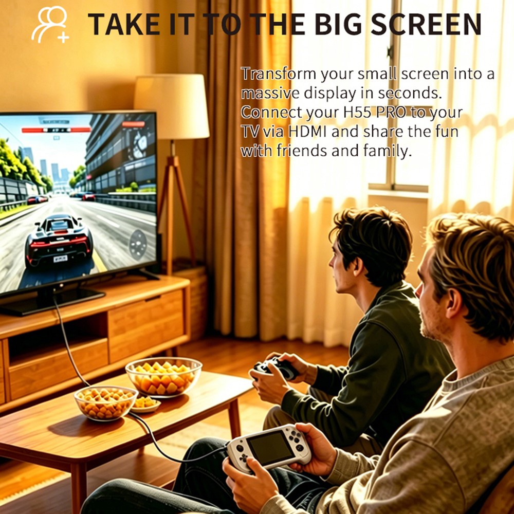 H55 PRO Handheld Game Console without TF Card 5.5 Inch IPS Screen Dual Joysticks WiFi Retro Gamepad