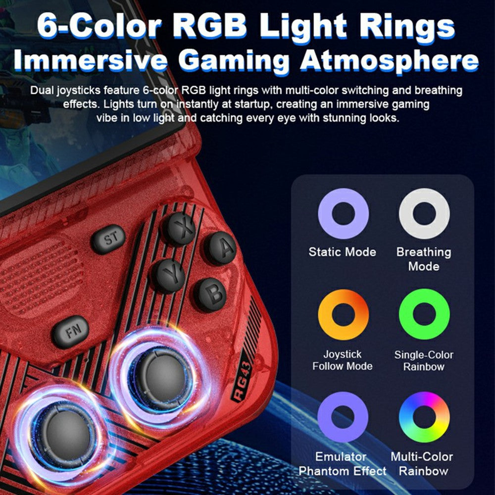 AISLPC RG43V PRO Handheld Game Console with 64GB TF Card RK3562 Quad Core 4.3 Inch IPS HD Screen 4000mAh Battery Dual Band WiFi