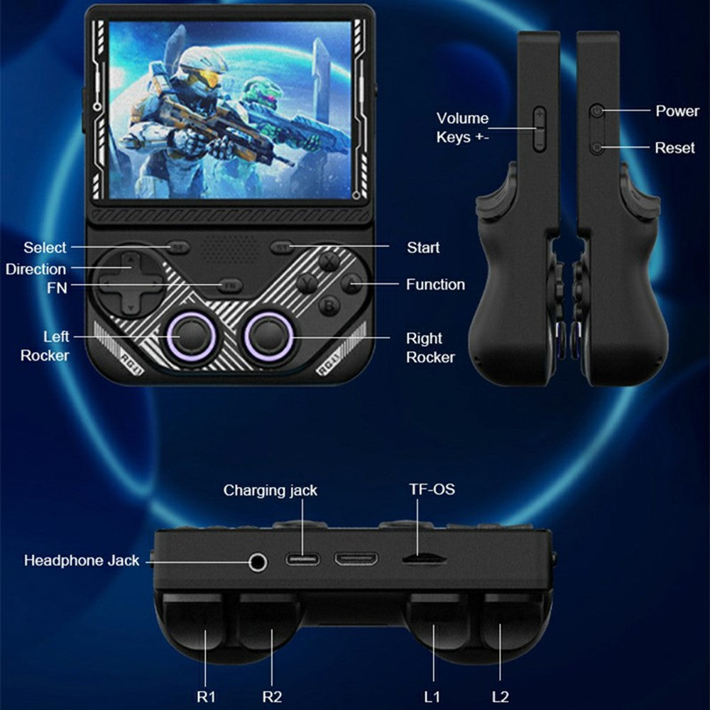 AISLPC RG43V PRO Handheld Game Console with 64GB TF Card RK3562 Quad Core 4.3 Inch IPS HD Screen 4000mAh Battery Dual Band WiFi