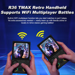 AISLPC R36T MAX retro-spillekonsol med 64GB TF-kort 4,0 tommer IPS buet skærm dobbelte 3D-joysticks RGB WiFi håndholdt gamepad