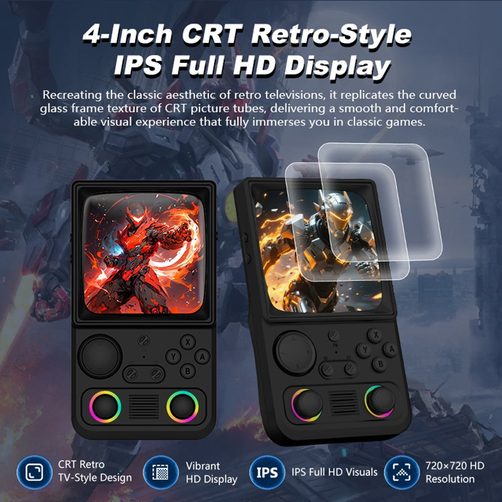 AISLPC R36T MAX retro-spillekonsol med 64GB TF-kort 4,0 tommer IPS buet skærm dobbelte 3D-joysticks RGB WiFi håndholdt gamepad