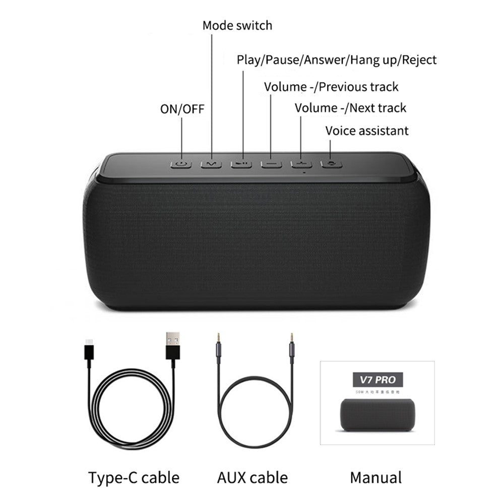 CYBORIS V7-Pro 60W Bluetooth-compatible Speaker Bass Sound Portable Waterproof Subwoofer