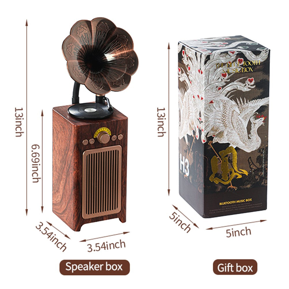 H3 Retro Gramophone Design Bluetooth-Compatible Speaker Wireless Desktop Sound Box