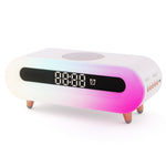 S608 Multifunctional Wireless Speaker Clock Bedside Lamp with Wireless Charging RGB Night Light