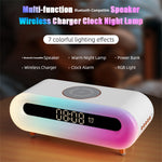 S608 Multifunctional Wireless Speaker Clock Bedside Lamp with Wireless Charging RGB Night Light