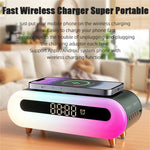 S608 Multifunctional Wireless Speaker Clock Bedside Lamp with Wireless Charging RGB Night Light