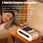 S608 Multifunctional Wireless Speaker Clock Bedside Lamp with Wireless Charging RGB Night Light