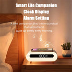 S608 Multifunctional Wireless Speaker Clock Bedside Lamp with Wireless Charging RGB Night Light