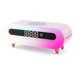S608 Multifunctional Wireless Speaker Clock Bedside Lamp with Wireless Charging RGB Night Light