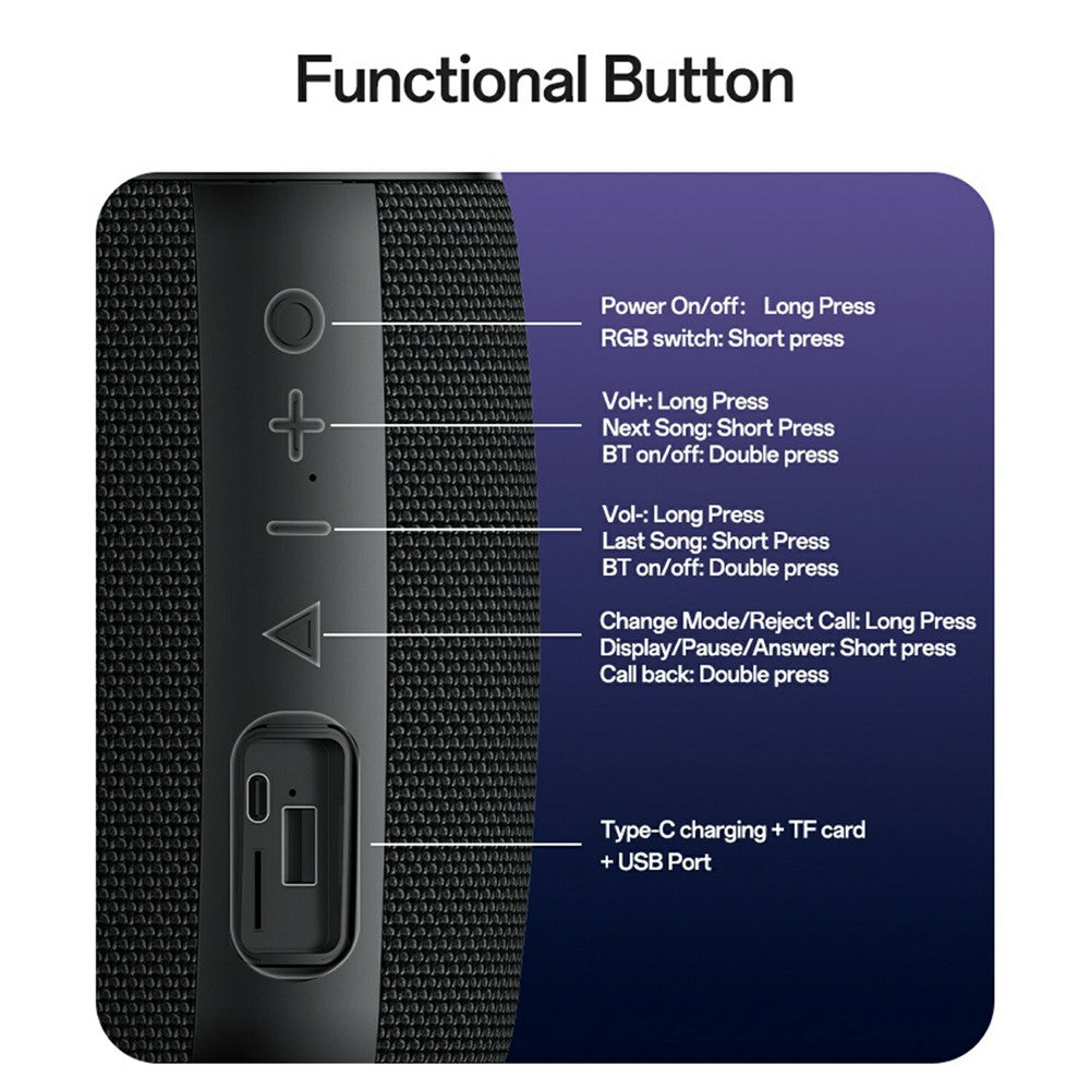 YESIDO YSW39 Multi Mode Playback Bluetooth-kompatibel Højttaler 20W Kraftfuld Lyd RGB Belysning Subwoofer