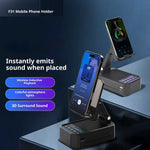 F31 Foldable 3-in-1 Bluetooth-compatible Speaker Phone Stand Emergency Rechargeable for Tablet iPhone Android