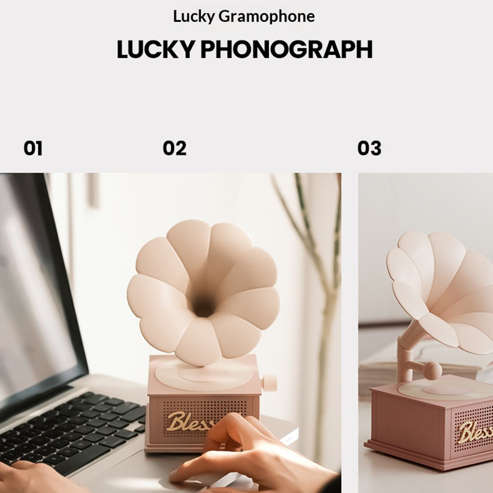 CYKE Retro Gramophone Bluetooth-compatible Speaker 7 Color Mood Light White Noise Machine TF Card Support