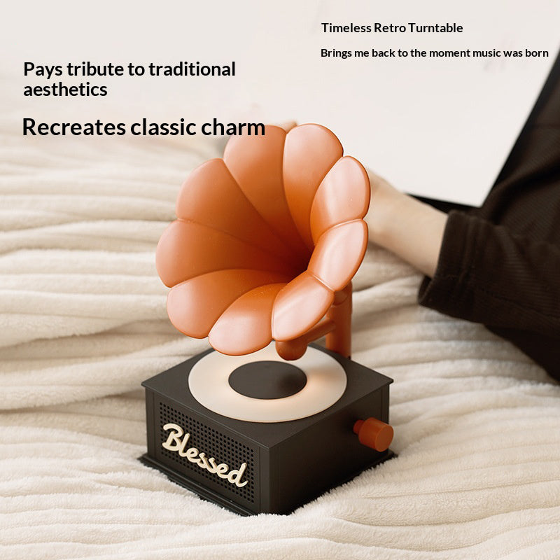 CYKE Retro Gramophone Bluetooth-compatible Speaker 7 Color Mood Light White Noise Machine TF Card Support