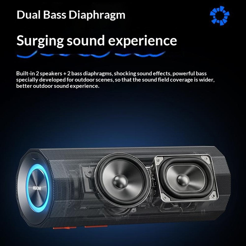 WEKOME WD-12 Fanshin Portable Wireless Speaker Dual Bass Diaphragm RGB Light TWS Stereo Speaker