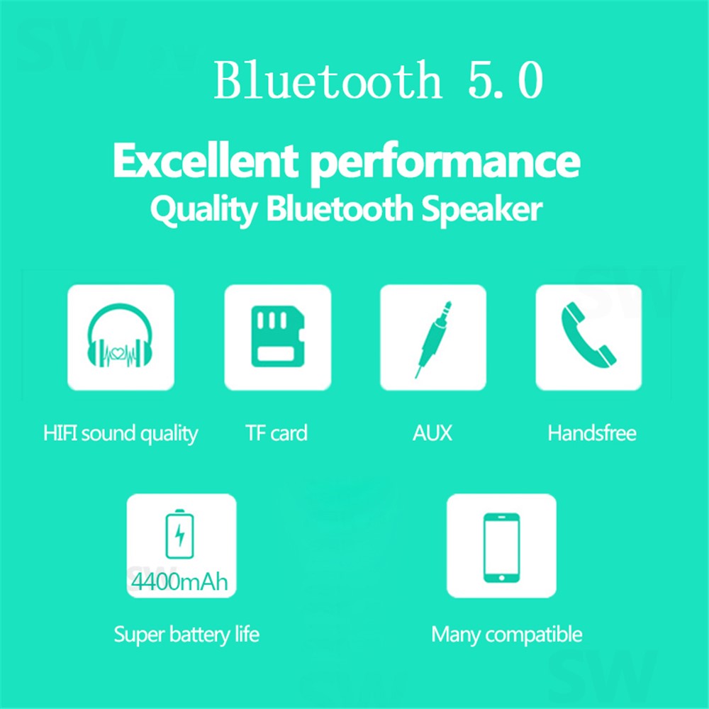 T&G TG187 Wireless Bluetooth-compatible Speaker Waterproof FM TF Stereo Subwoofer with Shoulder Strap (CE Certificated)