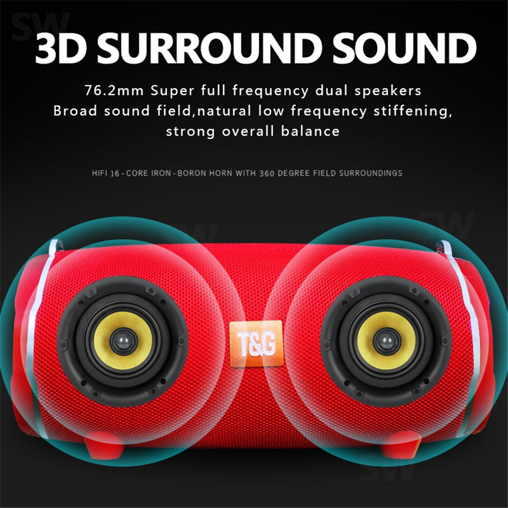 T&G TG187 Wireless Bluetooth-compatible Speaker Waterproof FM TF Stereo Subwoofer with Shoulder Strap (CE Certificated)