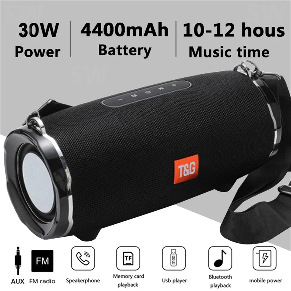 T&G TG187 Wireless Bluetooth-compatible Speaker Waterproof FM TF Stereo Subwoofer with Shoulder Strap (CE Certificated)