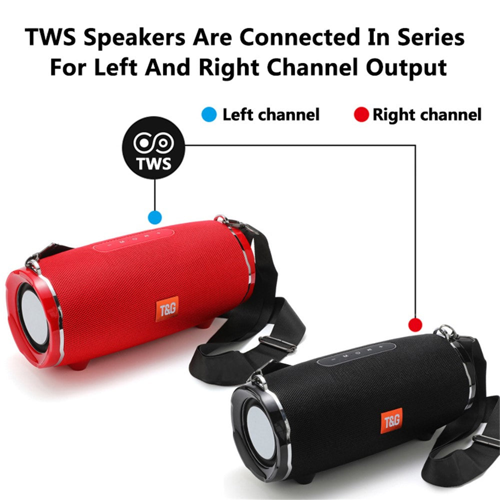 T&G TG187 Wireless Bluetooth-compatible Speaker Waterproof FM TF Stereo Subwoofer with Shoulder Strap (CE Certificated)