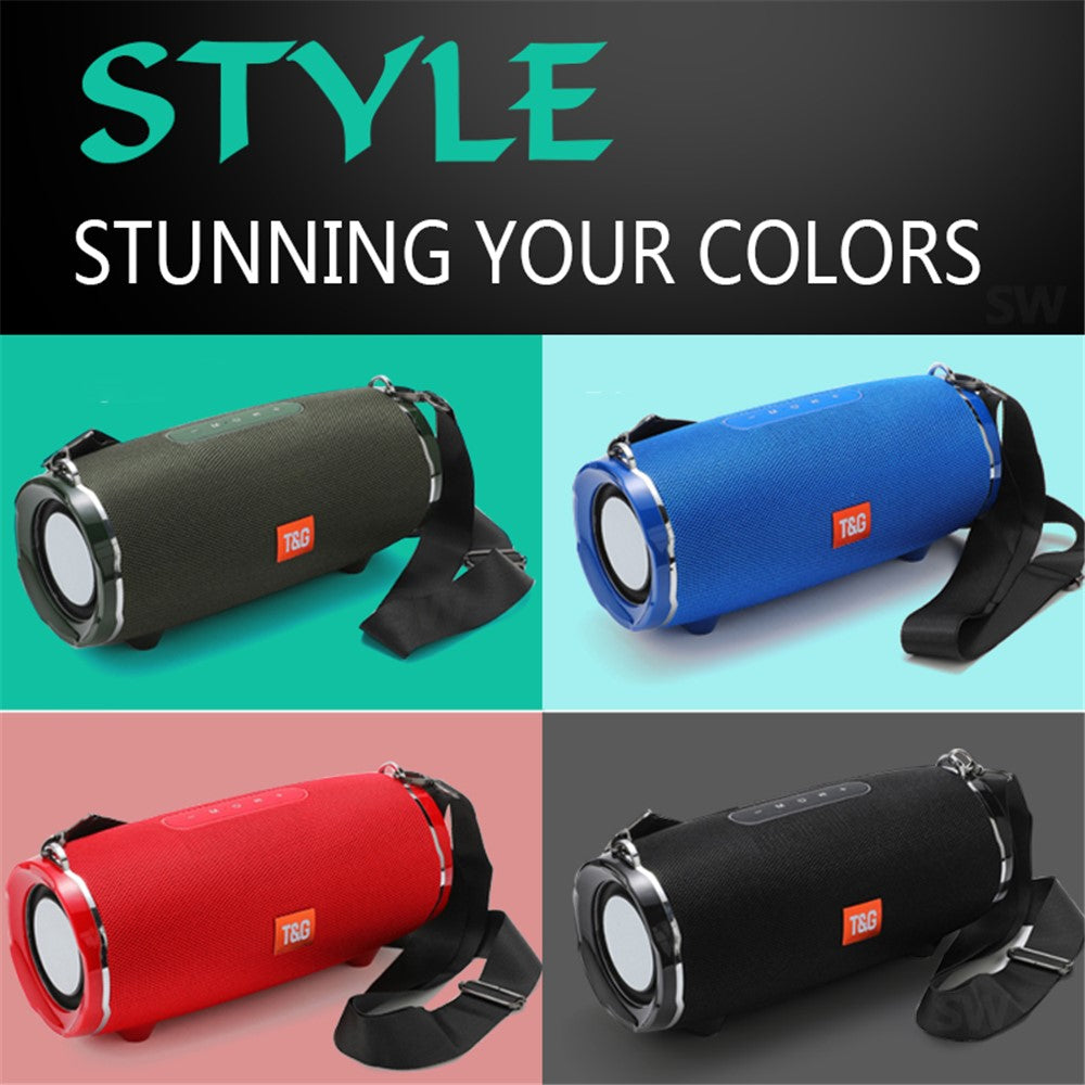 T&G TG187 Wireless Bluetooth-compatible Speaker Waterproof FM TF Stereo Subwoofer with Shoulder Strap (CE Certificated)