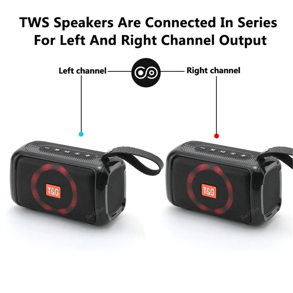 T&G TG193 Sport Bluetooth-kompatibel högtalare LED-ljus trådlös högtalare vattentät bärbar utomhus subwoofer boombox (CE-certifierad)