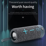 T&G TG619 bærbar stofbeklædt Bluetooth-kompatibel TWS-trådløs bas-subwoofer, vandtæt udendørshøjttaler med Bluetooth-funktion (CE-certificeret)